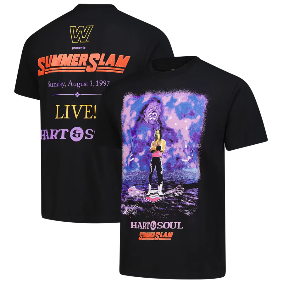 T-shirt graphique vintage noir Bret Hart Hart&Soul pour homme – Tendance mode classique, coupe ample
