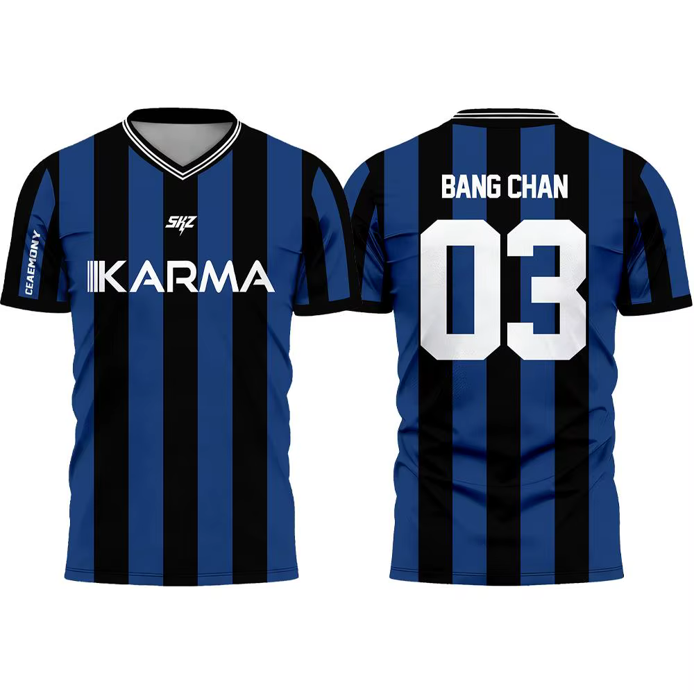 Maillot de football Karma SKZ Hyunjin, t-shirt adapté aux hommes et aux femmes, tissu 3D à séchage r