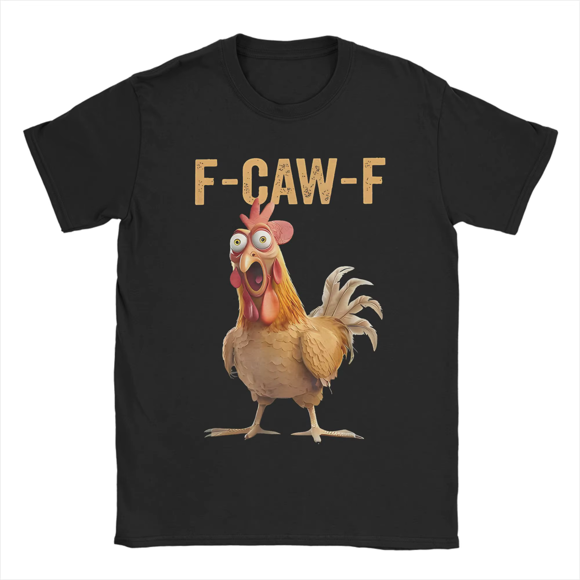 F-Caw-F poulet citation coq Meme T-Shirt hommes Humor Vintage 100% coton T-Shirt col rond à manches 