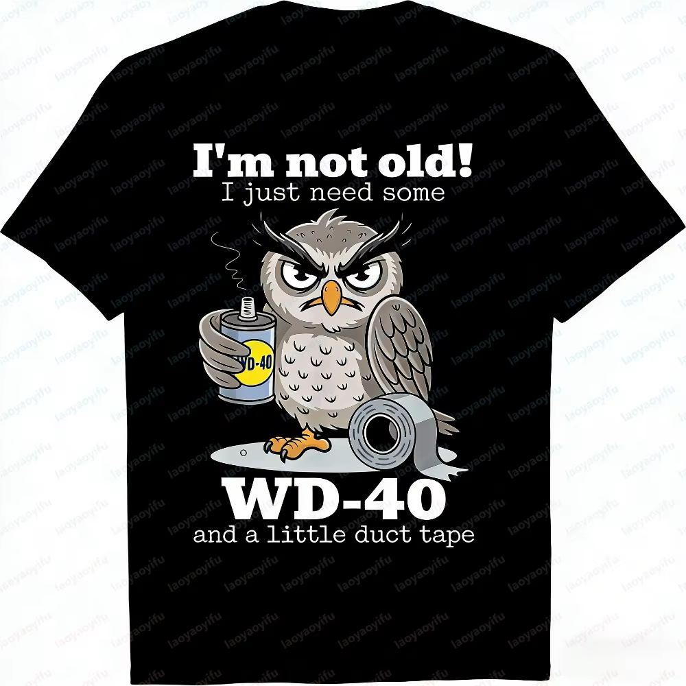 T-shirt graphique décontracté pour hommes, à la mode, à manches courtes, avec motif hibou, « Je ne s