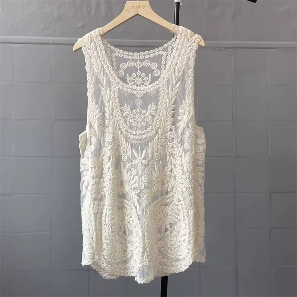 Chemise en crochet floral amissié pour femme, haut sexy en tricot, respirant, nouveau