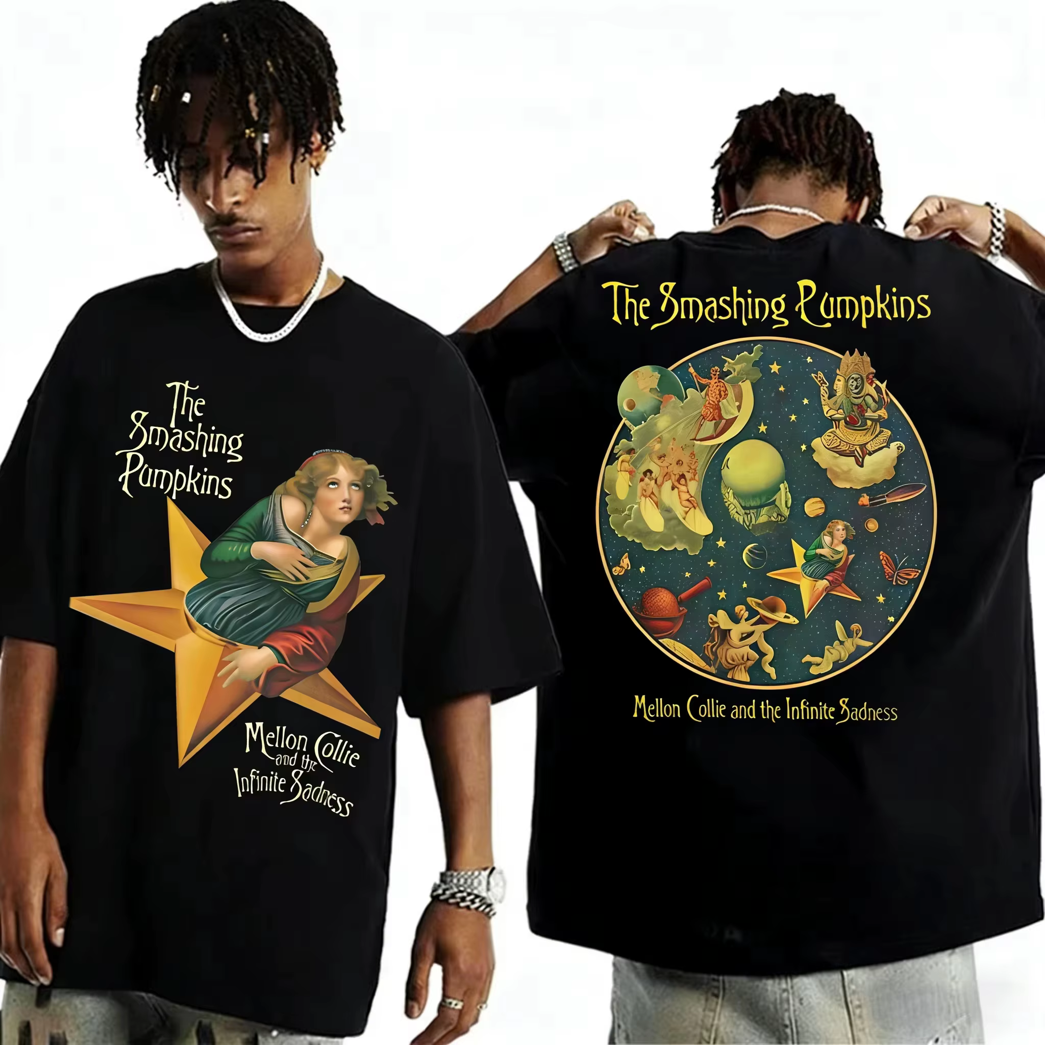 T-shirt graphique Smashing Pumpkins Band pour femmes et hommes, Street Rock Music Merch, t-shirt à m
