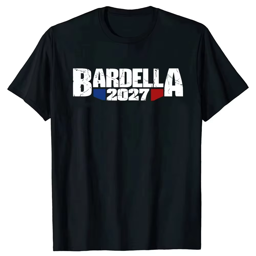 T-shirt Bardella 2027 avec texte français rétro, cadeau pour les fans de Bardella, T-shirt imprimé s