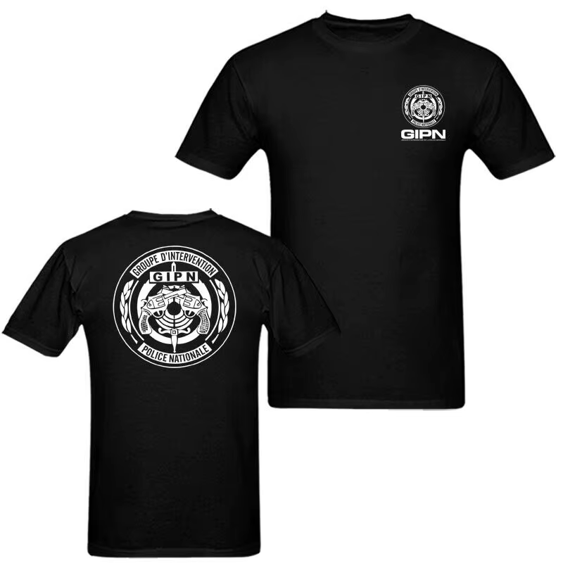 France Français Force Spéciale Elite Unité GIGN RAID T-Shirt Manches Courtes Décontracté 100% Coton 