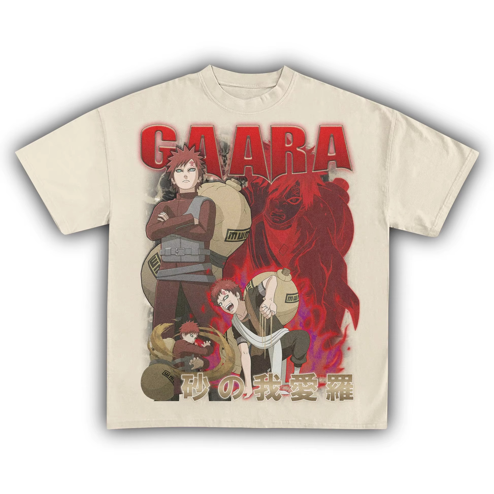 T-Shirt Gaara of The Sand Naruto pour hommes et femmes, en coton, à manches courtes, Streetwear, ave