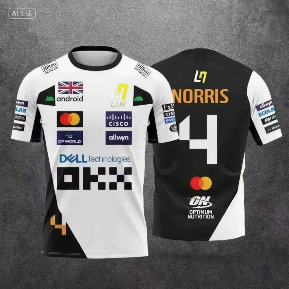T-shirt de style combinaison de course McLaren Lando Norris n°4/81 2026 pour homme, séchage rapide, 