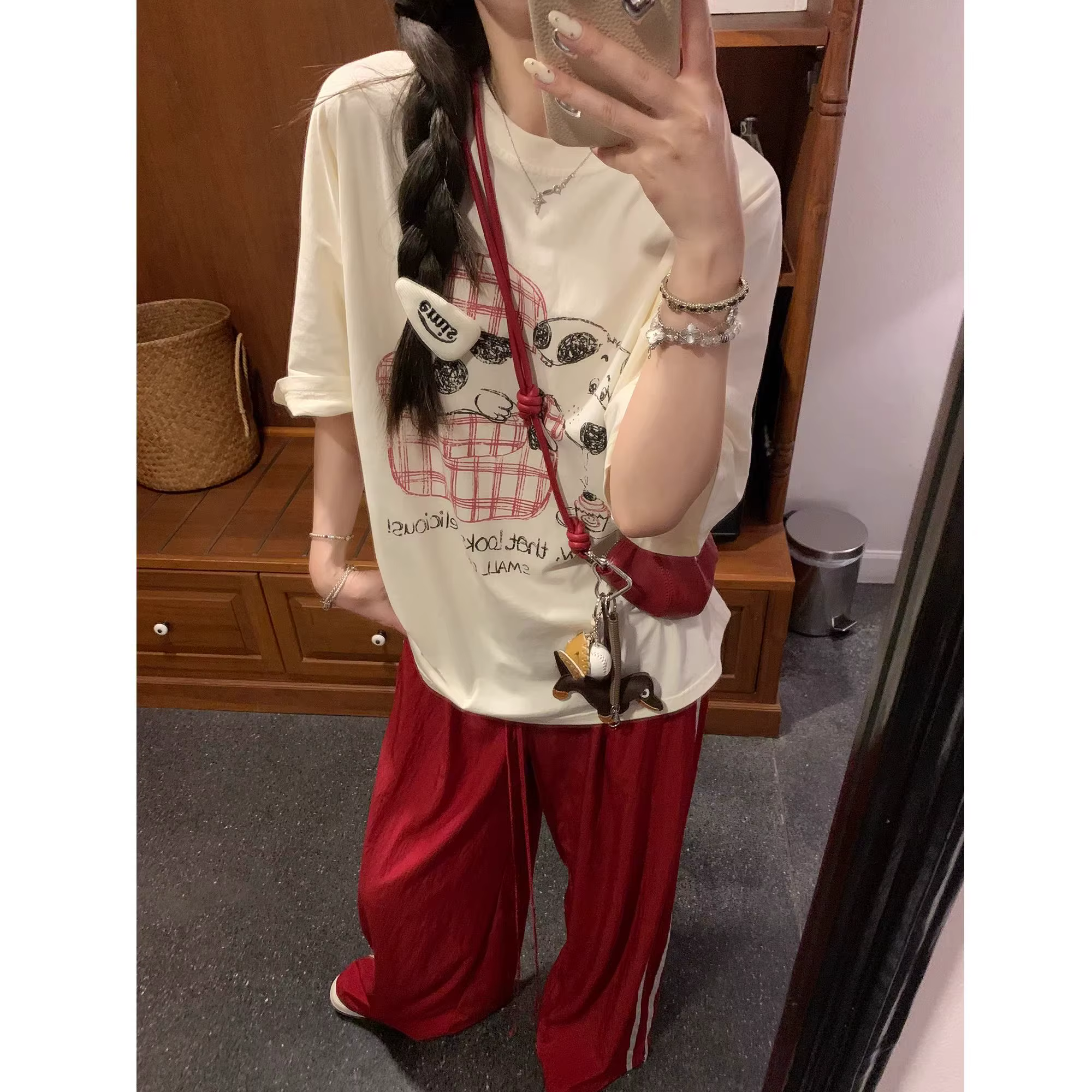 Coréen pas cher décontracté chiens graphique imprimé coton t-shirt femmes hommes rétro Harajuku Hip 