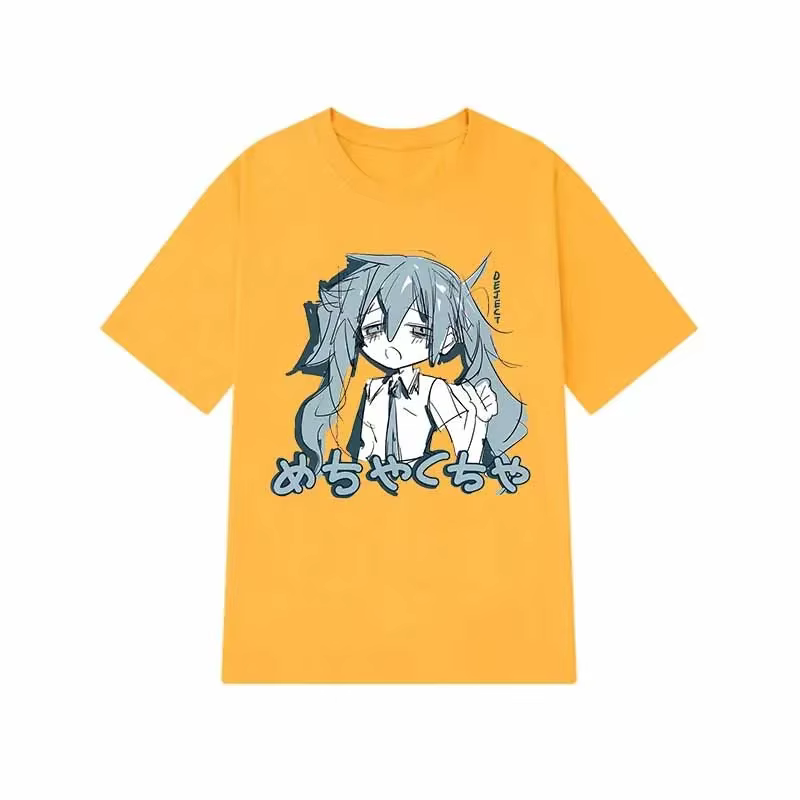 Japonais Y2K Anime Femmes T-shirt Coton Lâche Streetwear T-shirts Occasionnels Grande Taille à manch