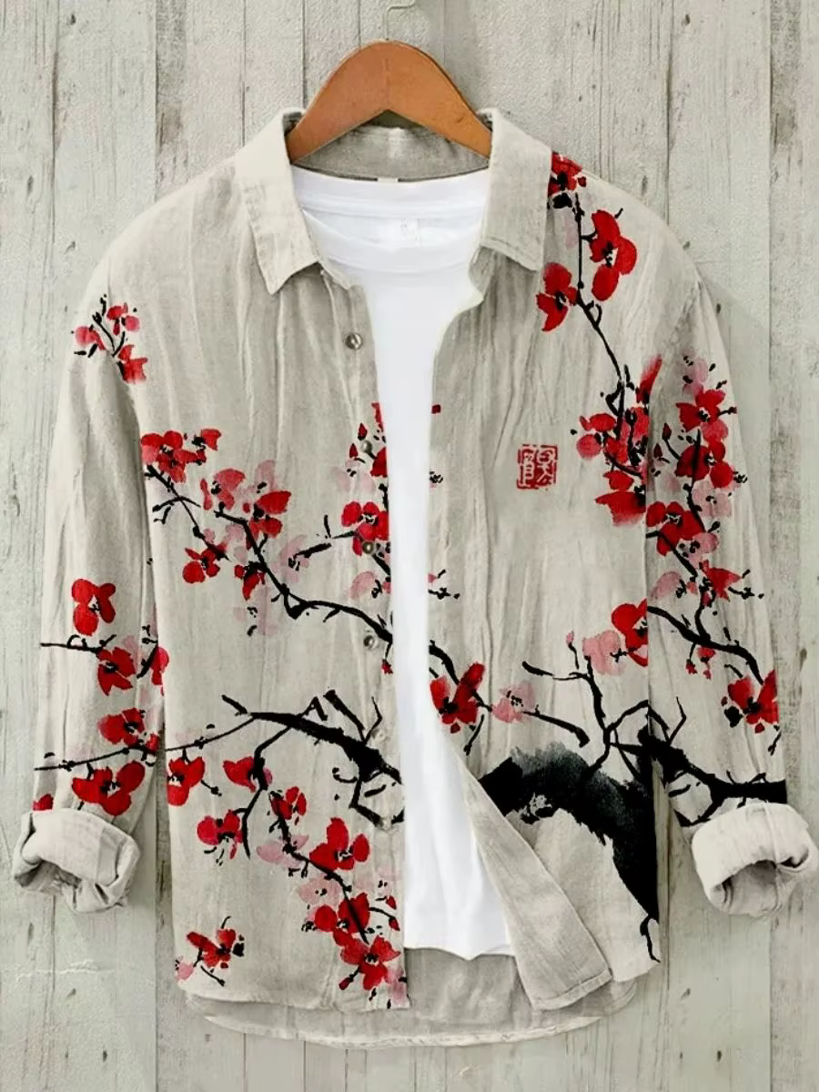 Sakura – chemise japonaise en lin mélangé, Cardigan à col Polo décontracté, chemise à boutons, grand