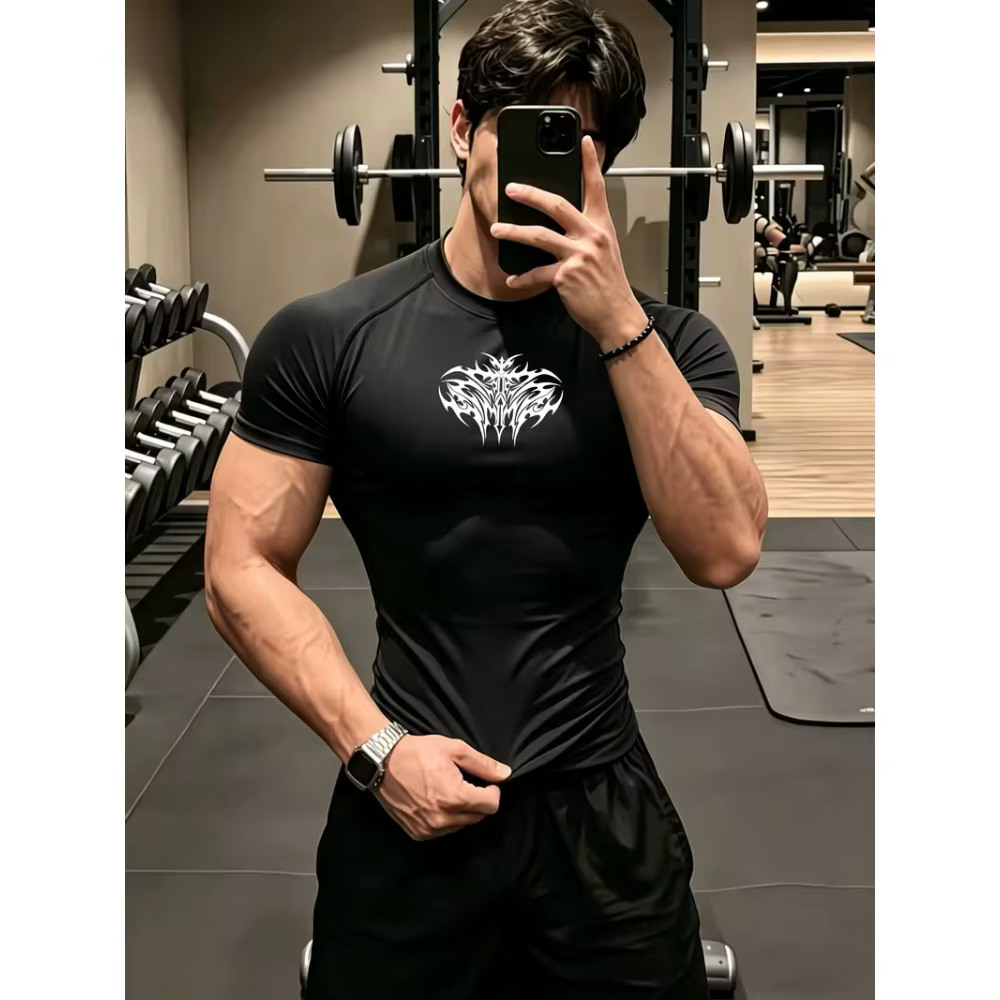 Nouveau T-shirt de sport ajusté pour homme, respirant, anti-transpiration et à séchage rapide, adapt