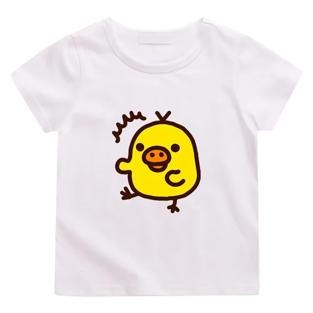 T-shirt imprimé Kawaii Kiiroitori Yellow Chick pour filles, tee-shirt décontracté à manches courtes,