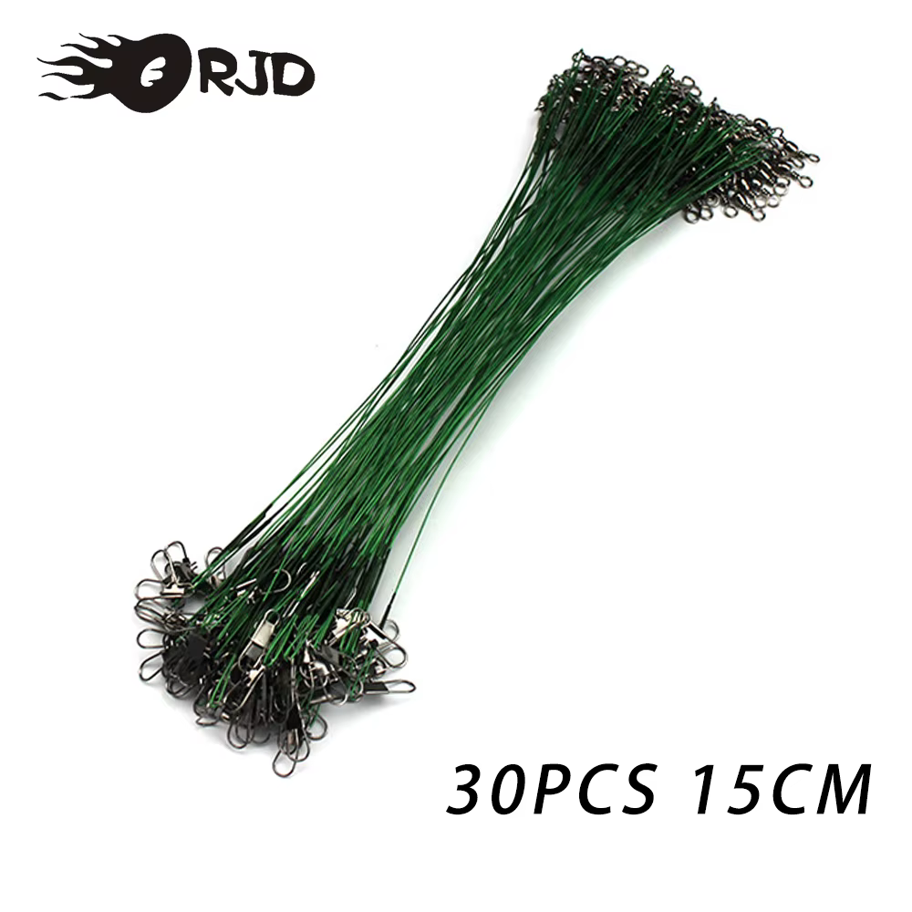 Topline S'attaquer 10/20/30pcs Fil De Pêche Fil D'acier Leader Avec Pivotant Double Serrure 15-30cm 