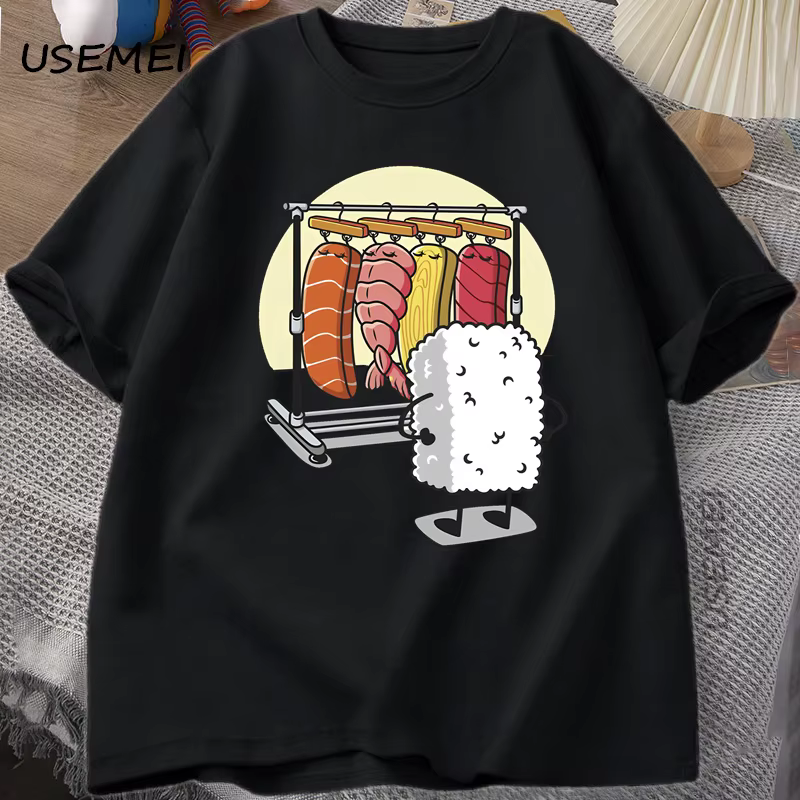 Sushi garde-robe T-shirt femmes hommes drôle haute qualité T-shirt coton graphique t-shirts ample à