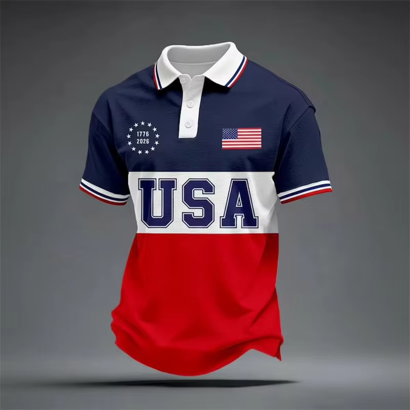 Nouveau T-shirt Polo 2026 pour le 250e Anniversaire de l'Amérique, Drapeau USA 1776-2026, T-shirts P