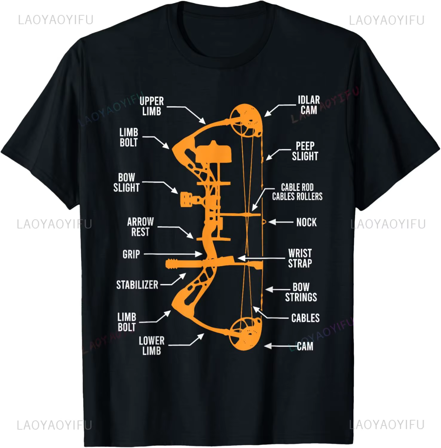 T-shirt unisexe avec impression de conception originale, streetwear d'été, anatomie du tir à l'arc, 