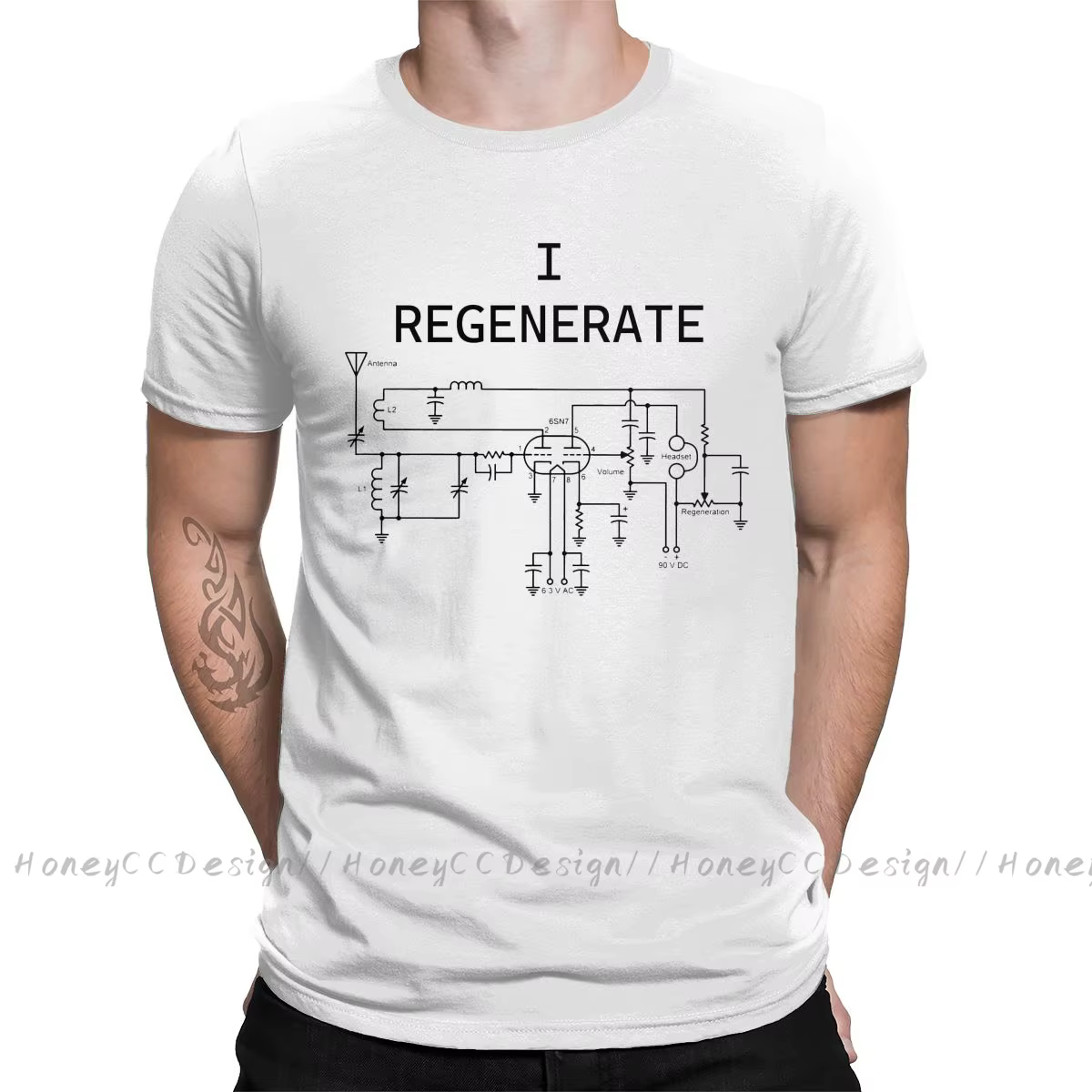 T-Shirt à Tube sous vide pour hommes, Design Unique, en coton, avec récepteur régénératif, nouvelle 