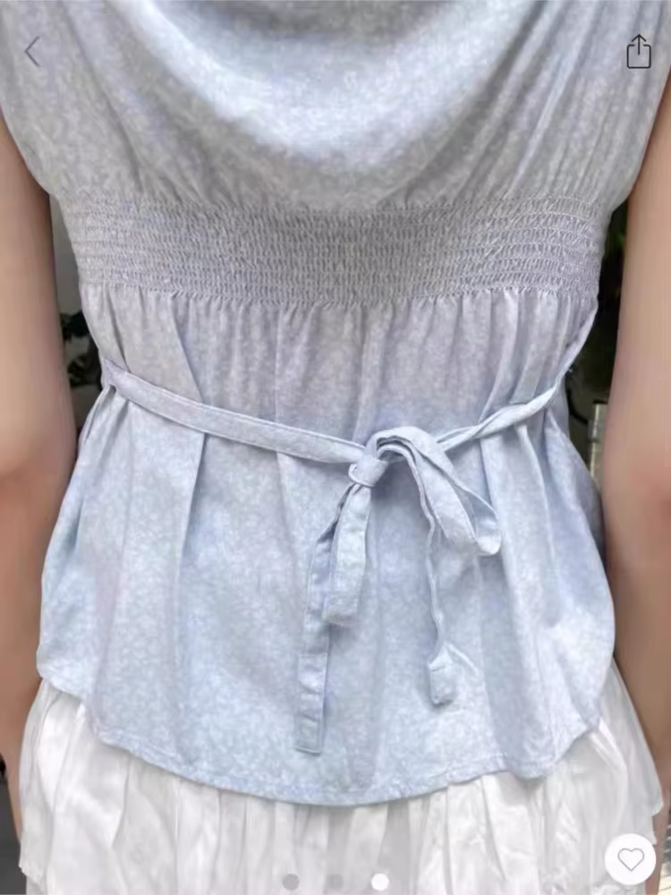 Haut court à volants en coton à col en V pour femmes, gilets vintage féminins, imprimé floral, bouto