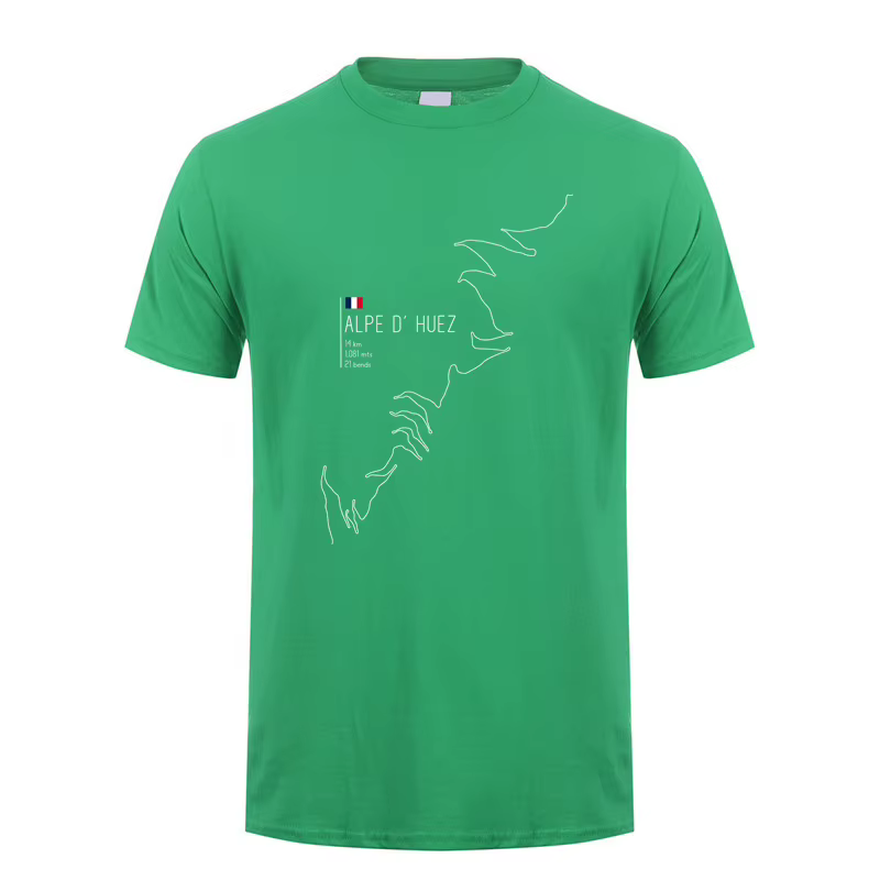 Alpe d Huez en France cyclisme t-shirt été hommes à manches courtes coton t-shirt hauts décontracté 