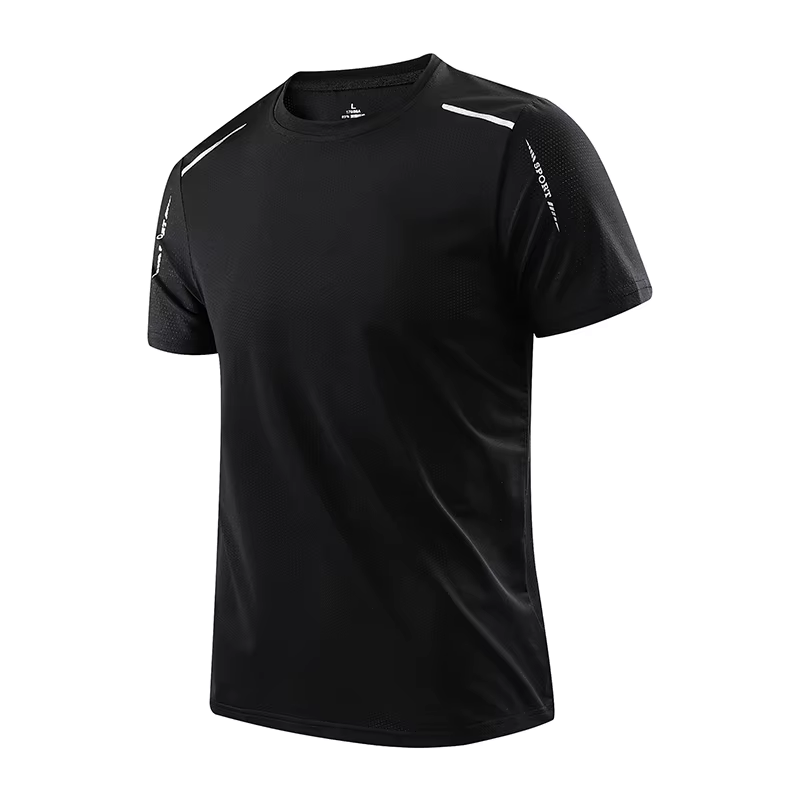 CHRLCK hommes course séchage rapide T-shirts respirant randonnée pêche T-shirts élasticité douce Spo