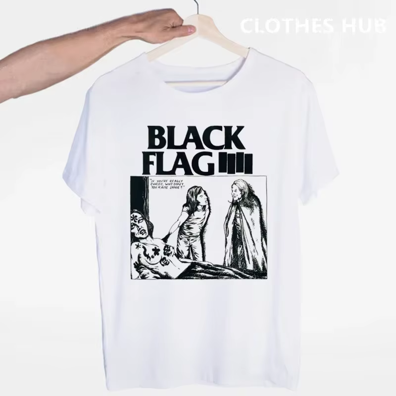 T-shirt drapeau noir été col rond manches courtes groupe de Punk Rock Henry Rollins grands barres T-