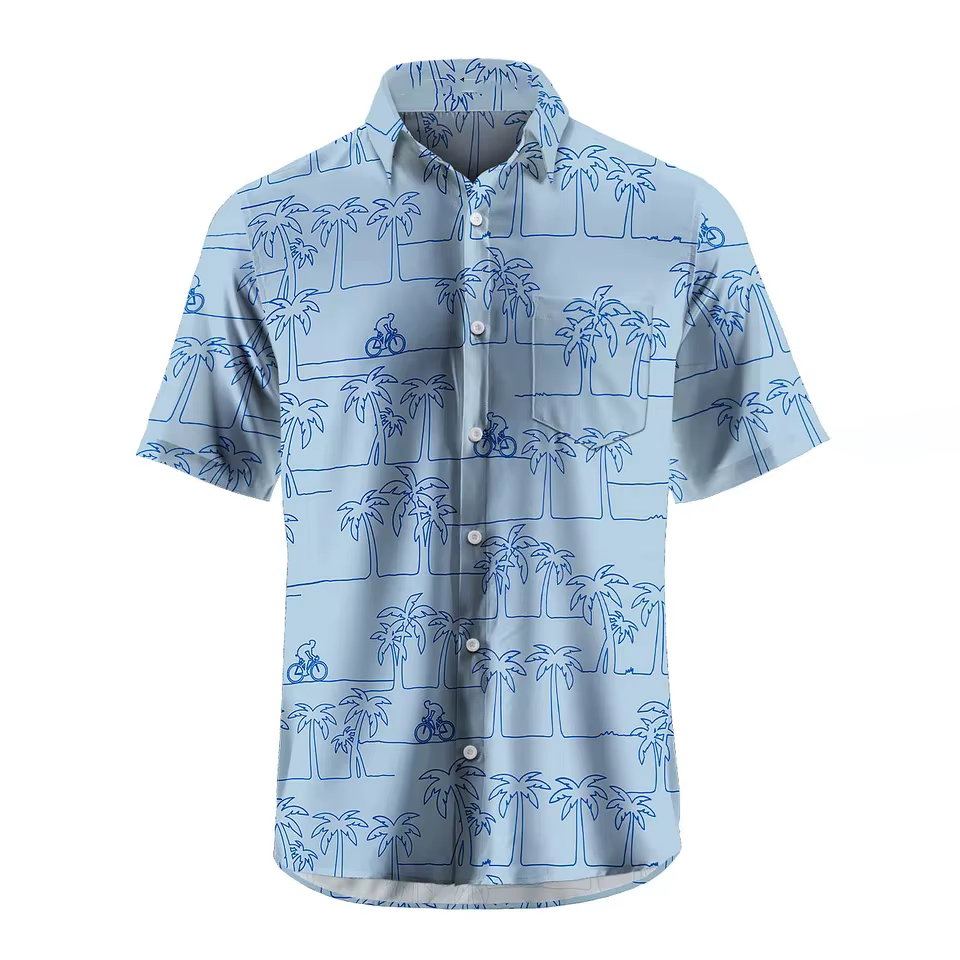 Chemise homme manches courtes Plaid vélo imprimé bouton chemise été plage chemise Camping chemise ho