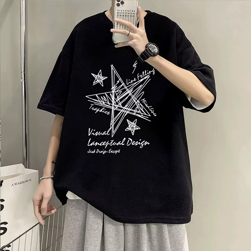 T-shirt surdimensionné imprimé étoiles Line pour hommes et femmes, M-8XL lieutenant, édition limitée