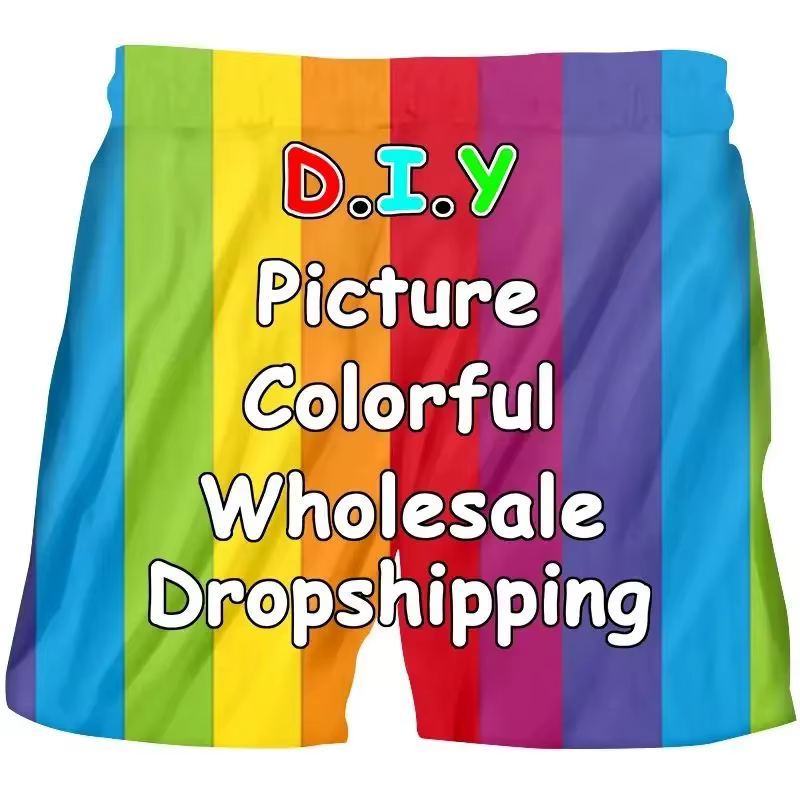 T-shirt personnalisé imprimé en 3D pour hommes, vêtements de bricolage, conception de short de plage