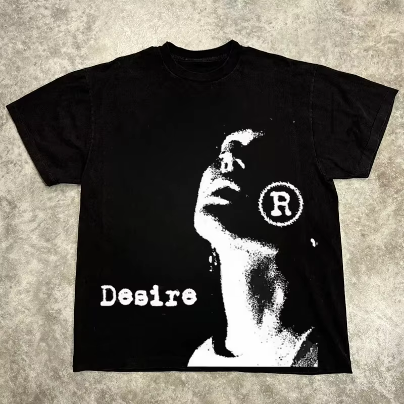 T-shirt graphique hommes femmes haut Vintage Hip Hop Streetwear surdimensionné T-shirt à manches cou