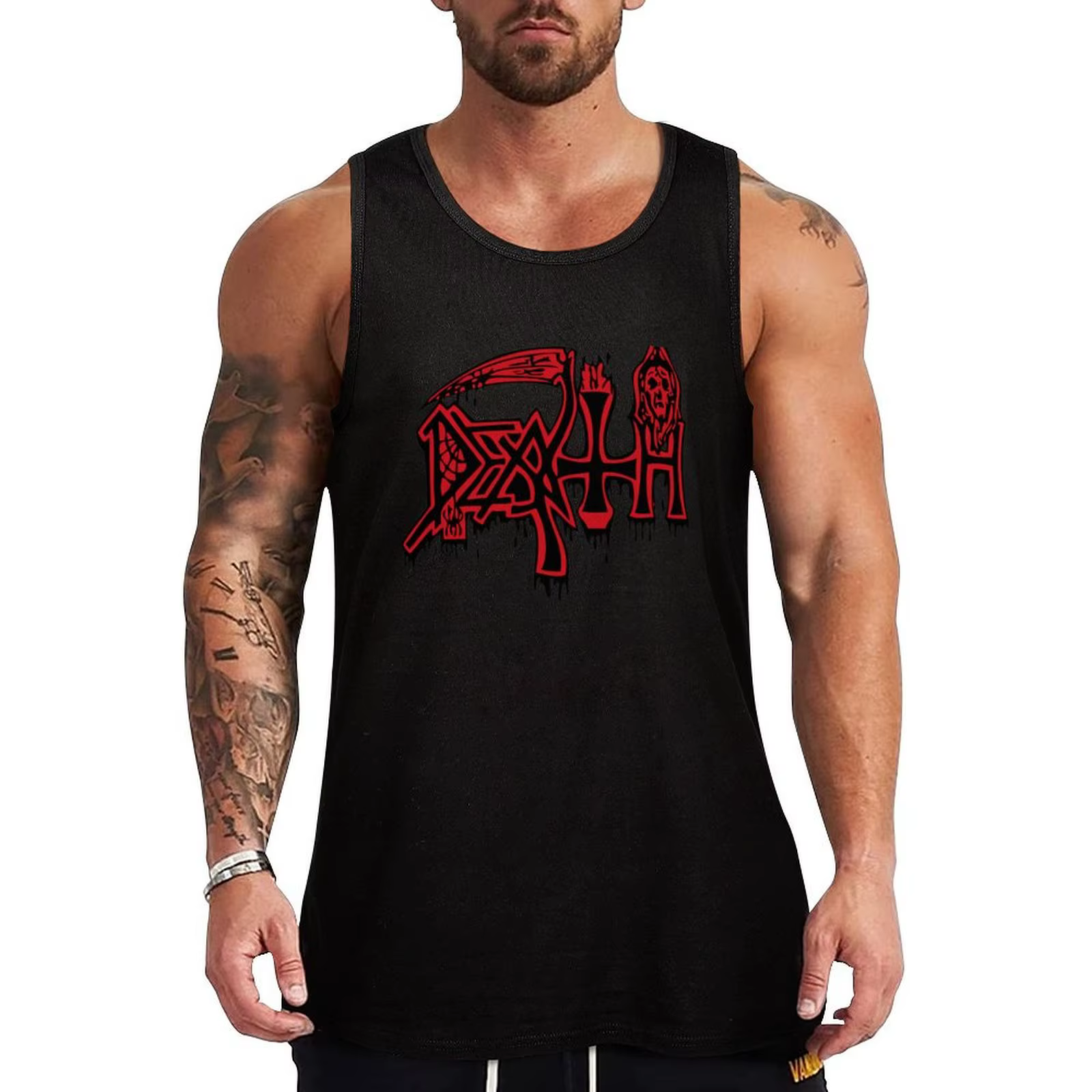 DEATH LOGO T-Shirt Tank Top Bodybuilding Tank Top Chemise de fitness sans manches pour la musculatio