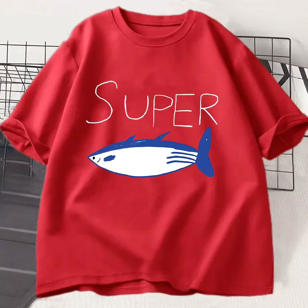 T-shirts Kpop coréens Jin Super Tuna Fish, T-shirt Vintage à manches courtes pour femmes, vêtements 
