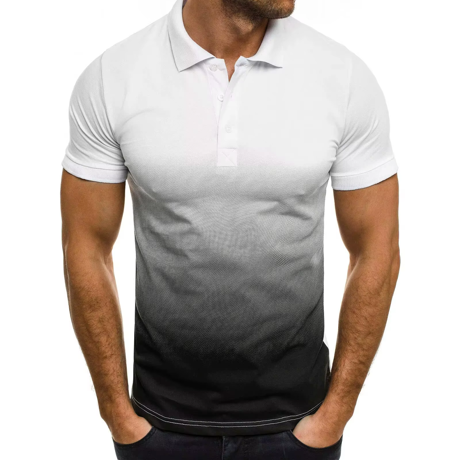 MRMT 2026 Nouveau T-shirt décontracté pour homme, imprimé numérique 3D, couleur dégradée, col à reve