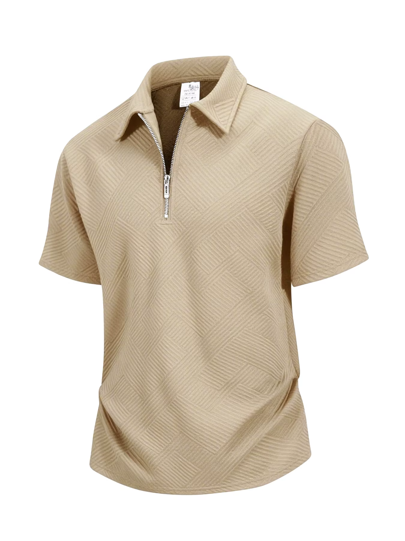 Polo mi-zippé pour homme, décontracté et respirant, à col, manches courtes, idéal pour l'extérieur e