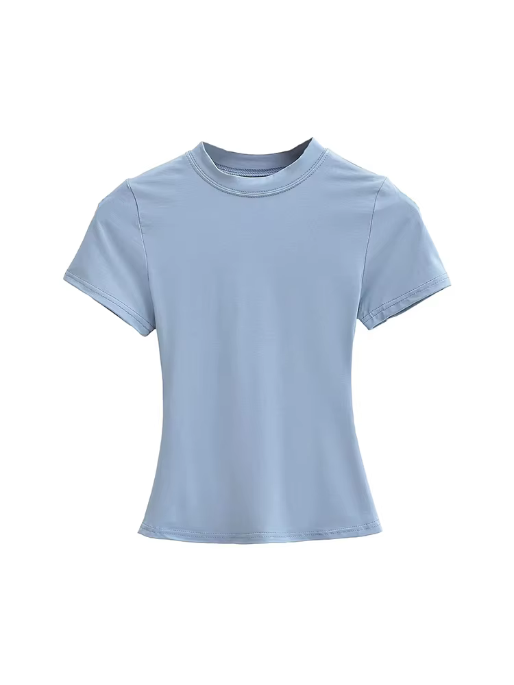 T-shirt manches courtes pour femmes, décontracté, de haute qualité, Sexy, Slim, tendance, couleur un