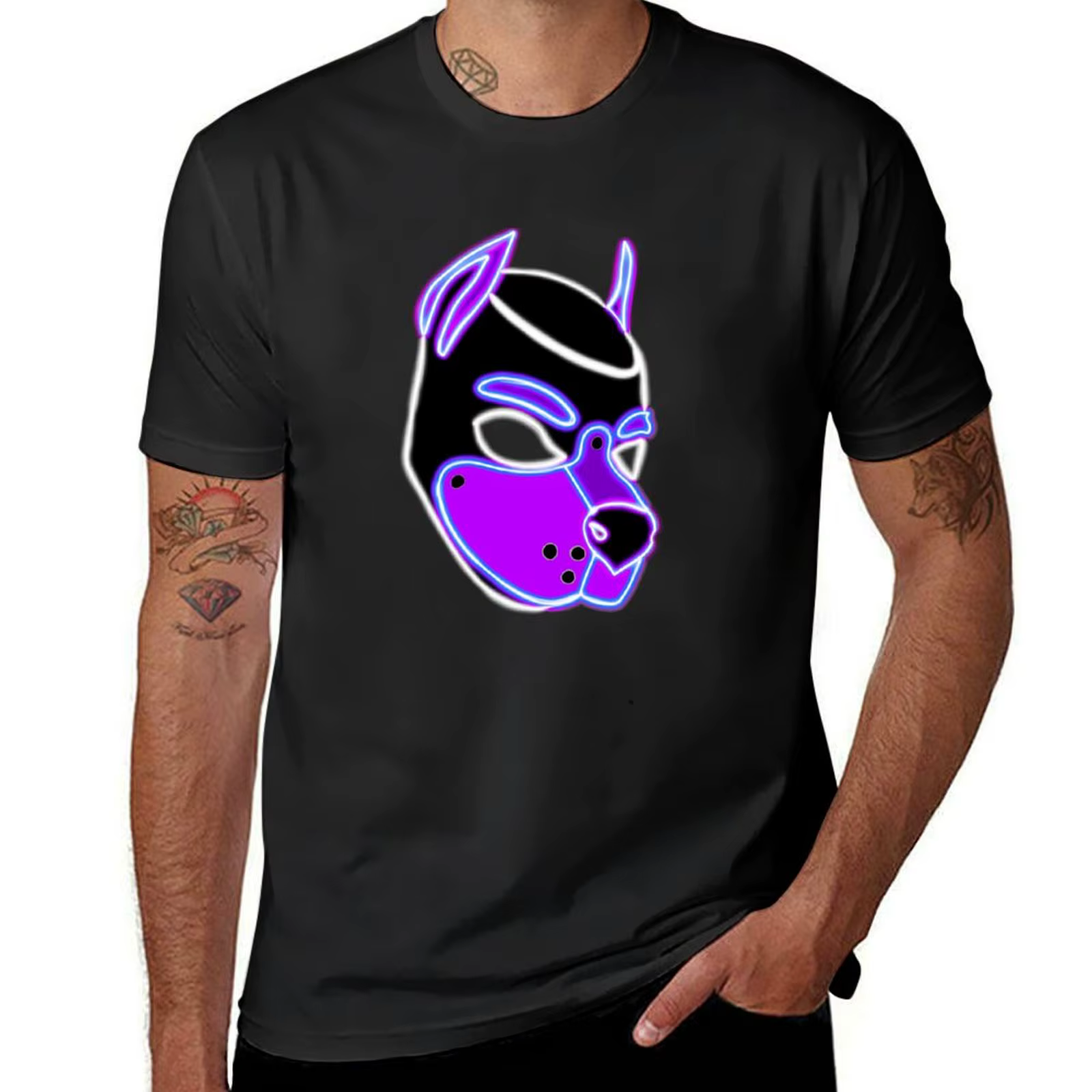 T-shirt Pup violet pour hommes, vêtements mignons, chemisier, séchage rapide, personnalisé, concevez