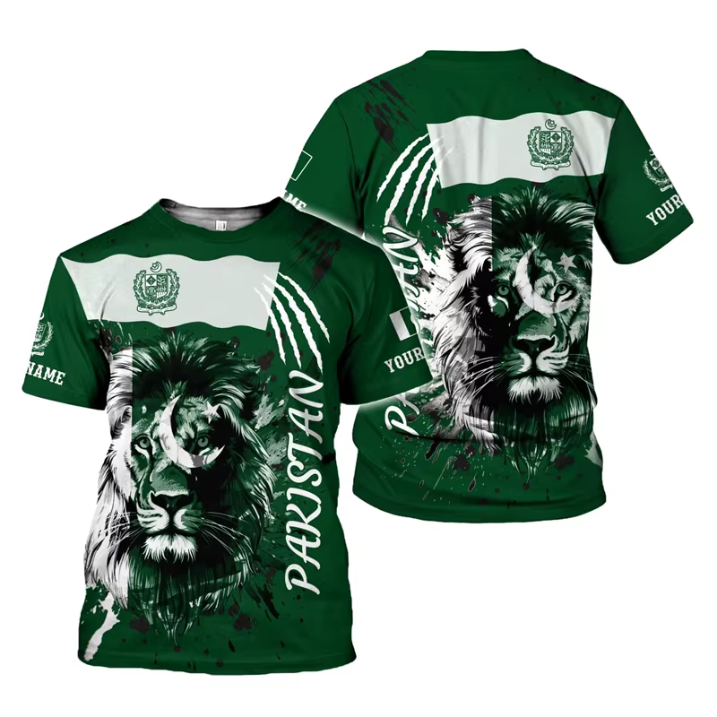 T-shirt manches courtes homme, streetwear, estival et à la mode, avec impression 3D, style Pakistan 