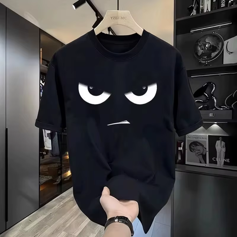 T-shirts en coton, t-shirt noir pour hommes, vêtements décontractés d'été, t-shirts à imprimé anime 