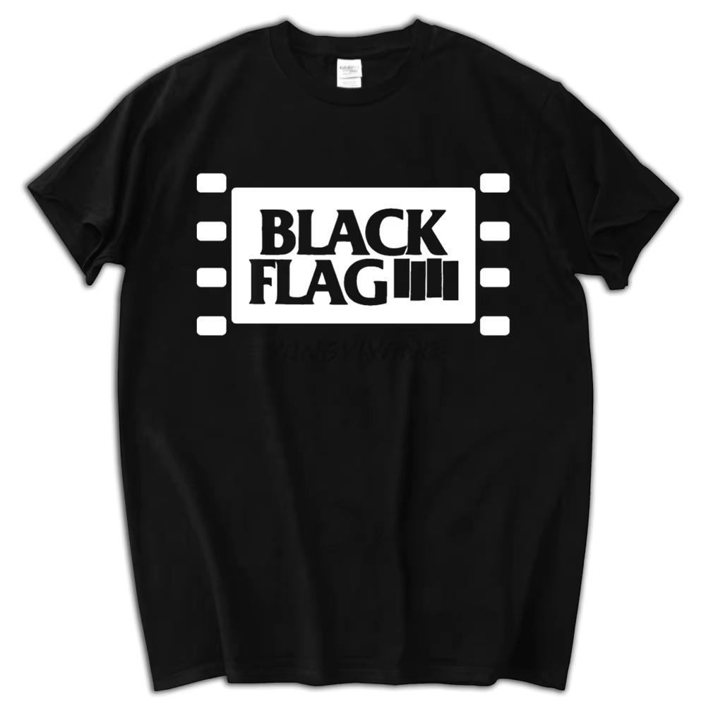 Drapeau noir T-shirt hommes Punk Rock groupe hommes T-shirt à manches courtes col rond coton Camisa 