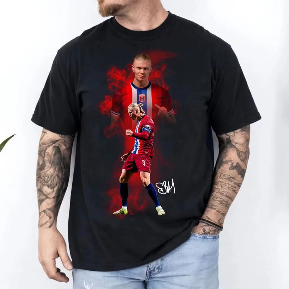 T-shirt avec portrait signature Erling Haaland