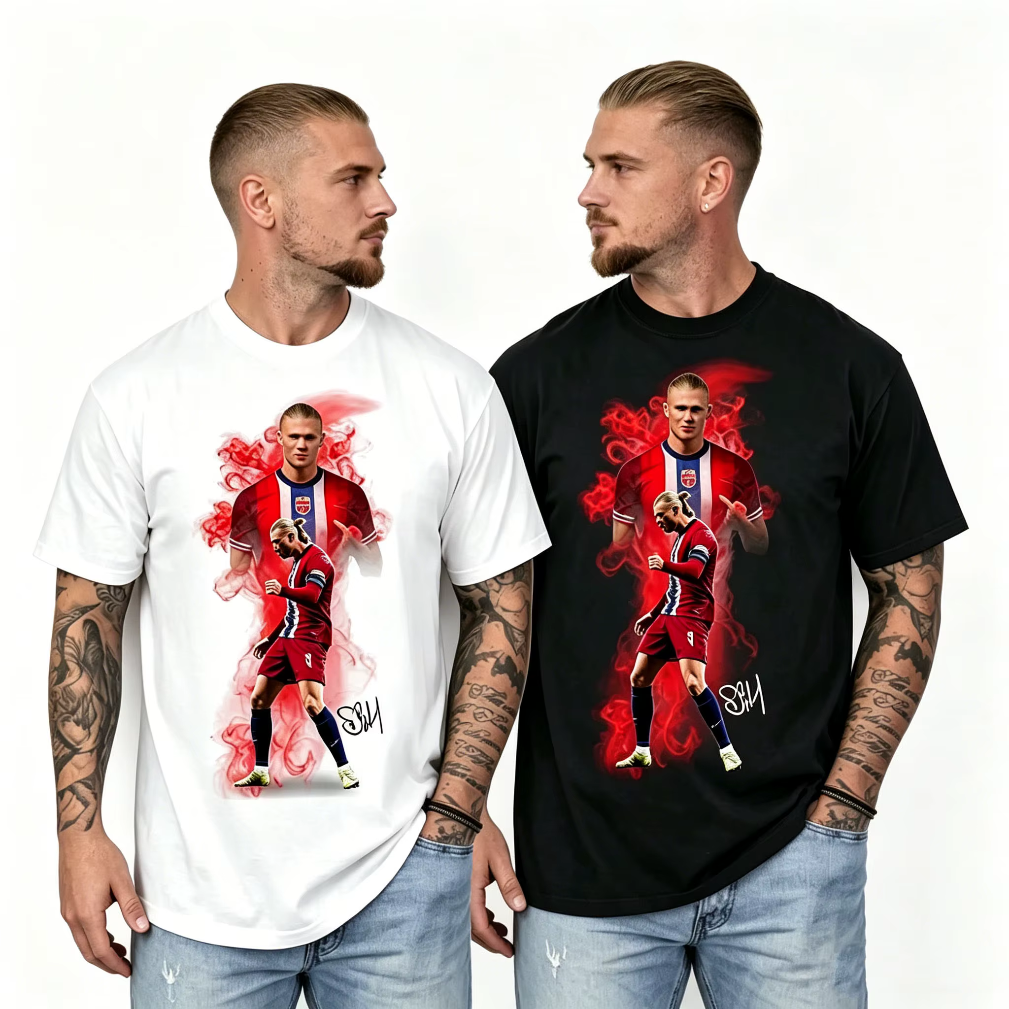 T-shirt avec portrait signature Erling Haaland