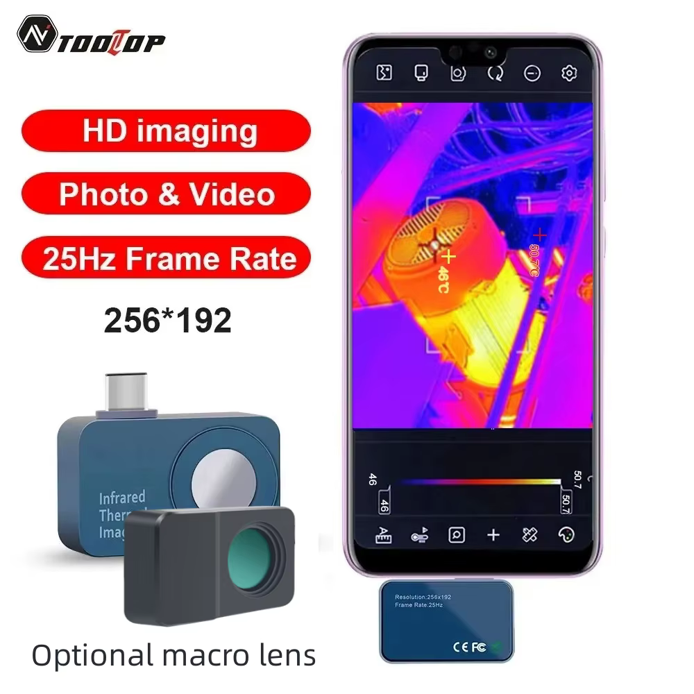 TOOLTOP T7 256*192 Android type-c imageur thermique 25Hz caméra d'imagerie