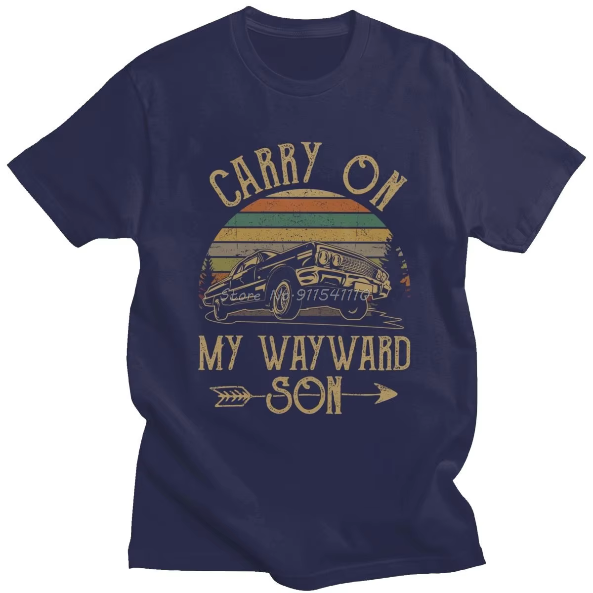 T-shirts surnaturels T-shirt vintage pour hommes Carry On My Wayward Son Dark Heather