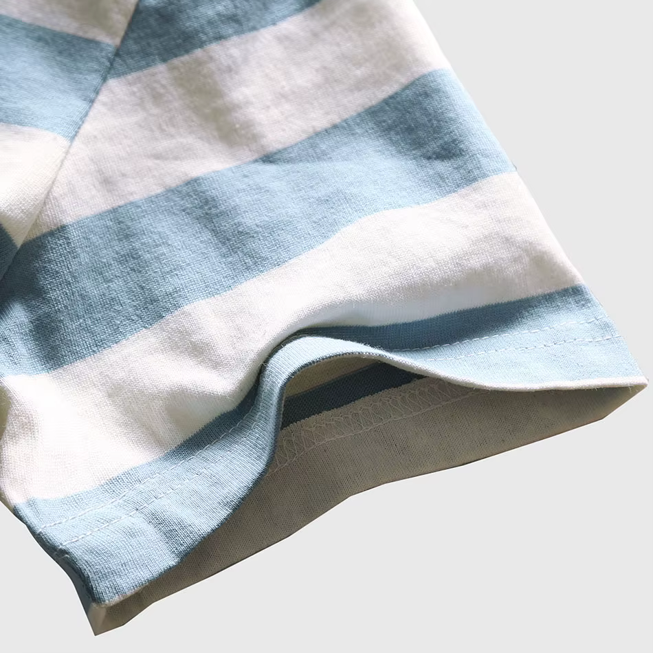 Zecmos nouveaux hommes T-Shirt à rayures mode col rond à manches courtes coupe ajustée bleu rayé