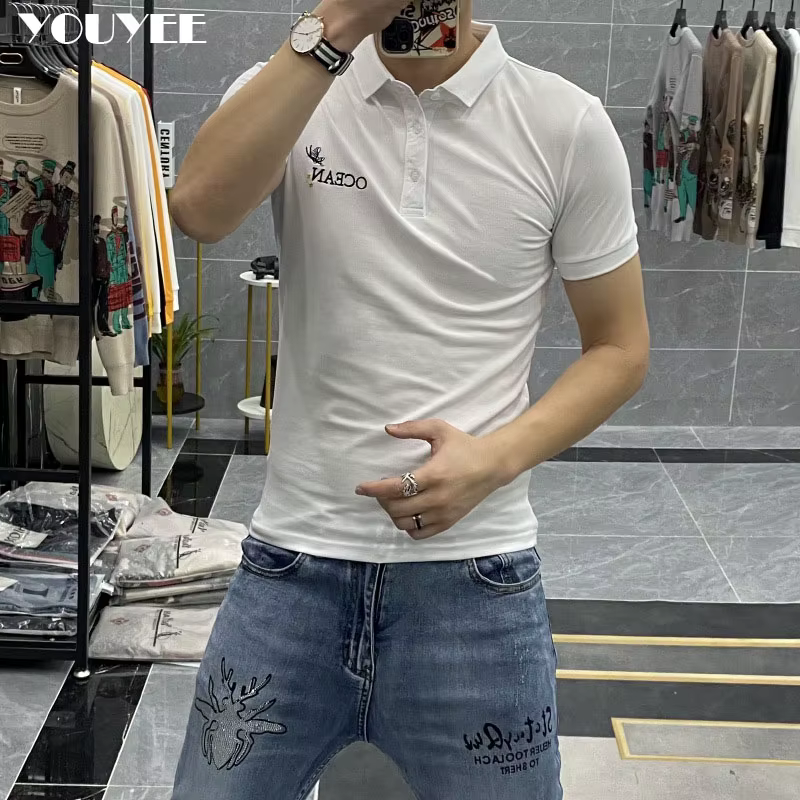 Polo brodé avec lettre injecteur pour homme