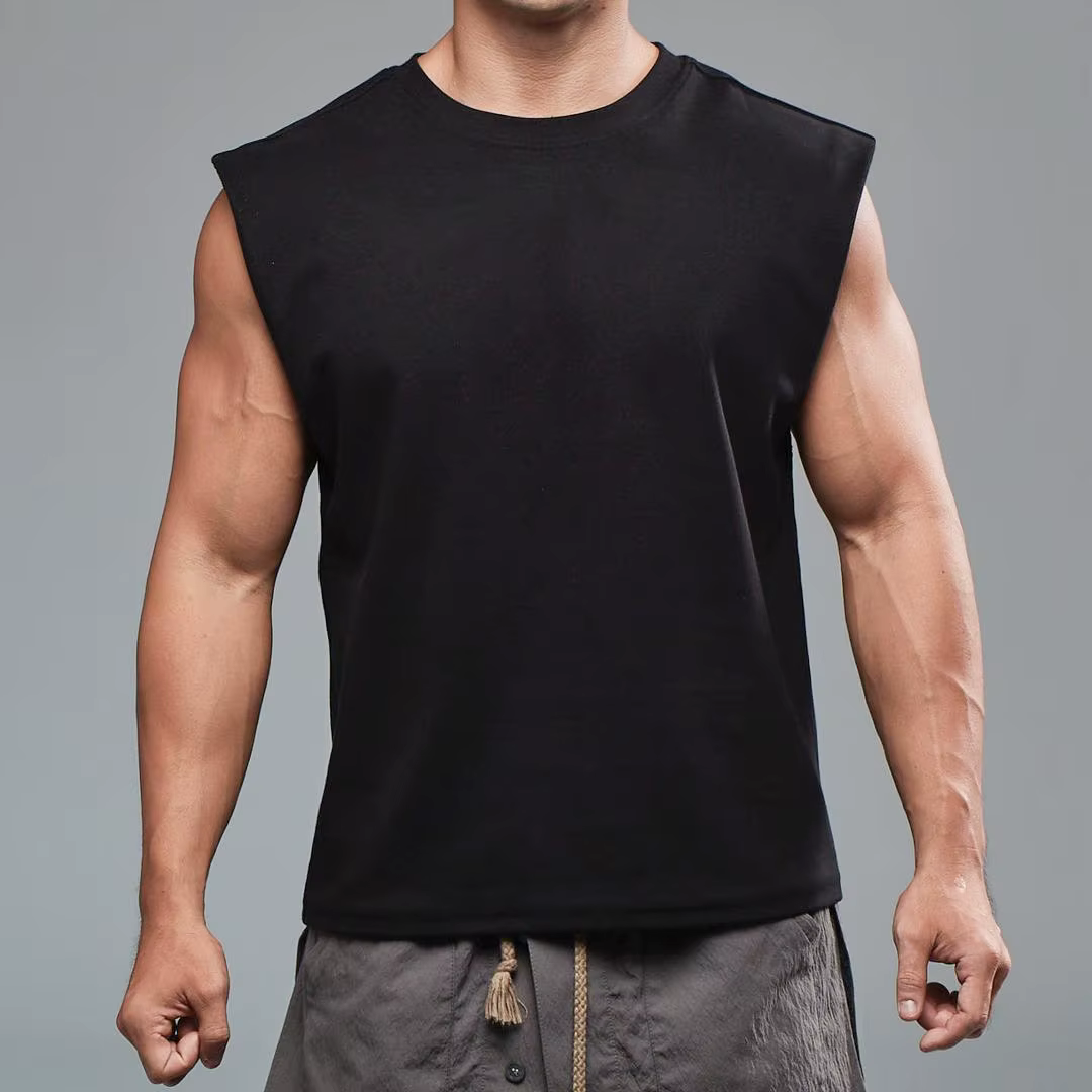 Nouveaux hommes col rond débardeur couleur Pure coton été gilet gymnase musculation musculaire Streetwear chemise sans manches entraînement Fitness Sport