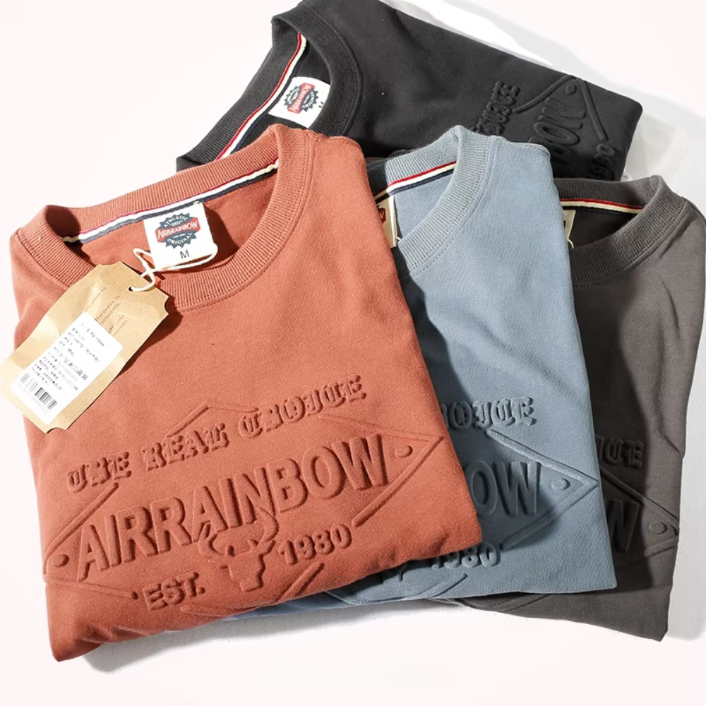 T-shirt à manches longues à col rond pour hommes