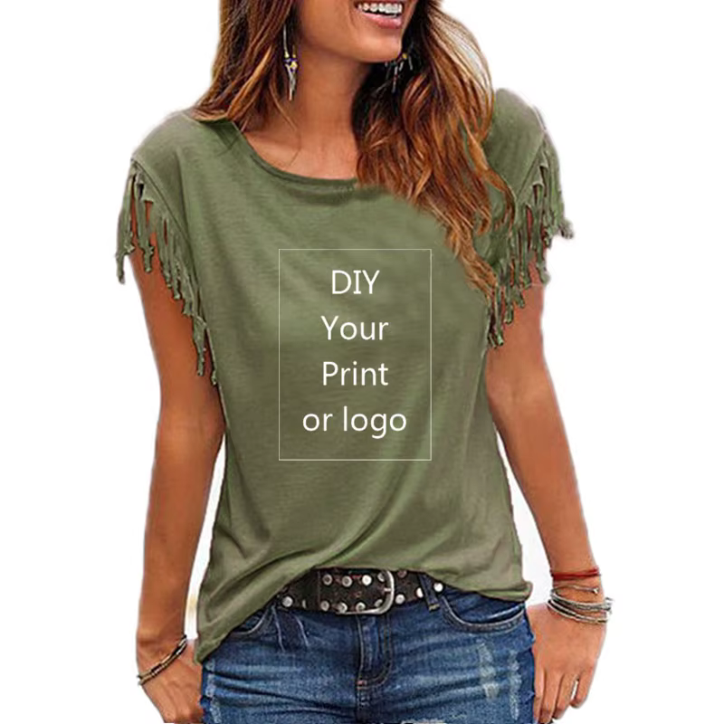 Nouveau T-shirt personnalisé 2026 pour femme – Créez votre propre motif photo ou logo – Haut à manches courtes avec