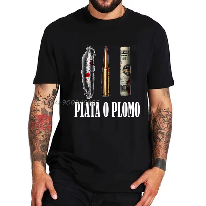 T-shirt pour homme, couleur argent ou plomb, EL Patron