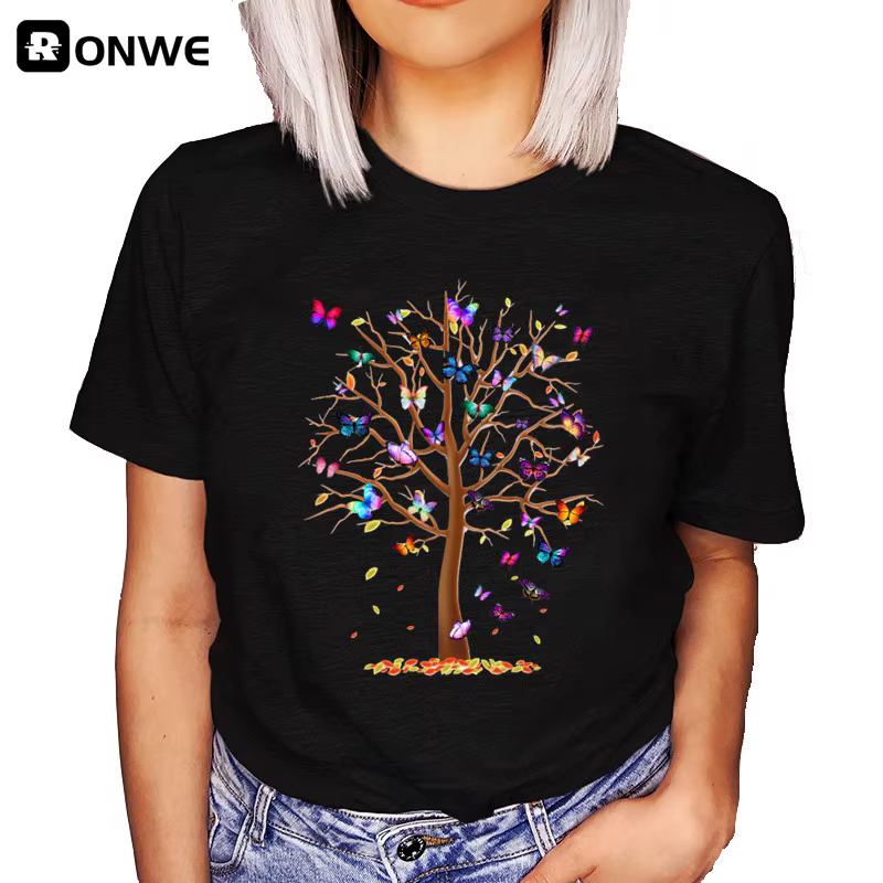 T-shirt noir graphique drôle pour femme