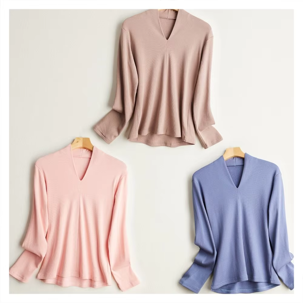 T-Shirt manches longues en soie brossée pour femme