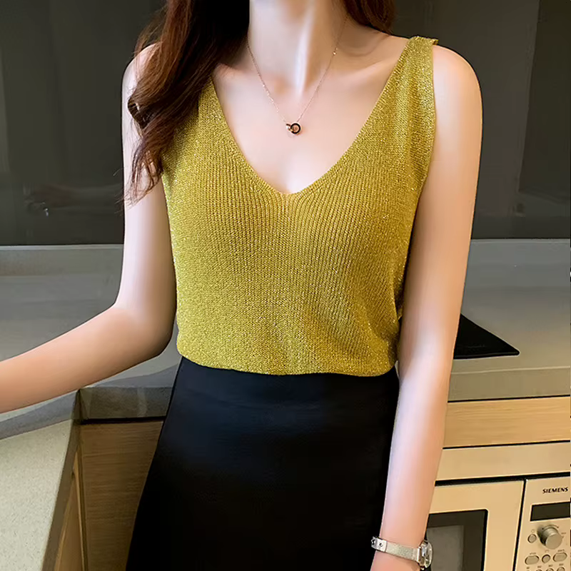 Débardeur en soie brillante pour femme